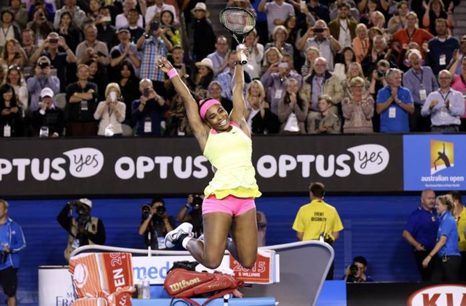 I salti di gioia di Serena Williams dopo la vittoria del 6 Australian Open GETTY